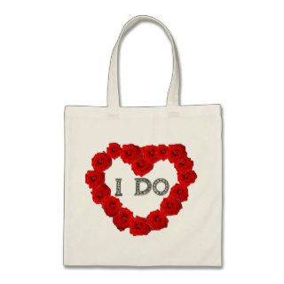Red Roses Heart I Do Bling Wedding Tote Canvas Bag