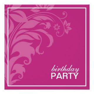 Raspberry Pink Birthday Party Invitations
