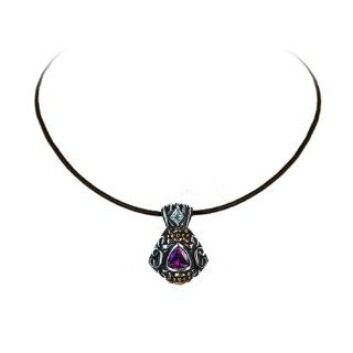 Willow Xpress Two Tone Designer Inspired Trillion Amethyst CZ Detachable Pendant Willow Company Jewelry