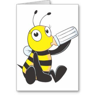 Happy Baby Bee Drinking Milk Greeting Card