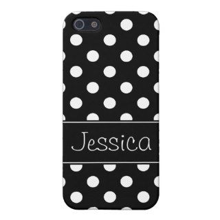 Preppy Black and White Polka Dots Personalized Covers For iPhone 5
