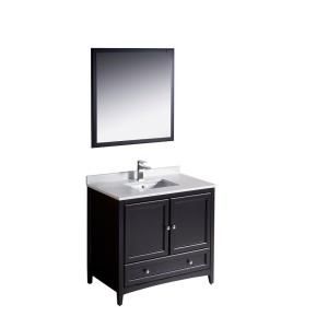Fresca Oxford 36 in. Vanity in Espresso with Ceramic Vanity Top in White and Mirror FVN2036ES