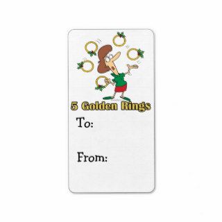 five golden gold rings 5th fifth day of christmas custom address labels