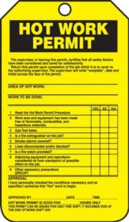 Accuform Signs TCS361CTP PF Cardstock Hot Work Tag, Legend "HOT WORK PERMIT (CHECKLIST)", 3 1/4" Width x 5 3/4" Height, Black on Yellow (Pack of 25) Lockout Tagout Locks And Tags