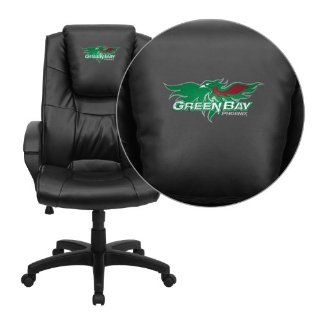 Flash Furniture Wisconsin Green Bay Phoenix Embroidered Black Leather Executive Office Chair  