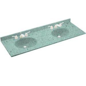 Swanstone Chesapeake 73 in. Solid Surface Double Basin Vanity Top with Bowl in Tahiti Evergreen DISCONTINUED CH2B2273 057