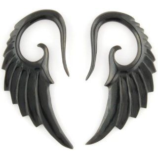 Pair of Horn Fallen Angels 00g Body Piercing Plugs Jewelry