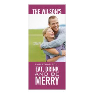 EAT DRINK BE MERRY PHOTO CHRISTMAS CARD Wine Custom Invitation