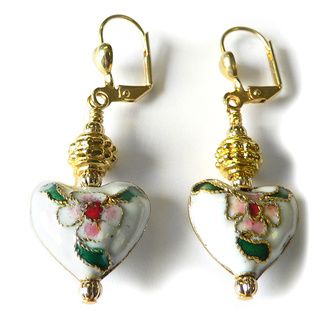 Palmtree Gems 'Vanessa' Cloisonne Heart Dangle Earrings Earrings