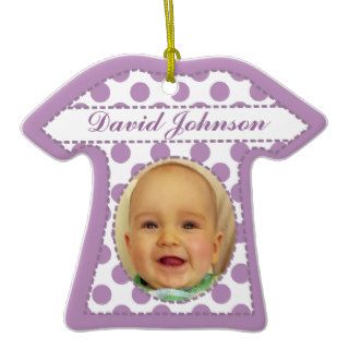 Cute Purple White Polka Dots Baby Photo Ornaments