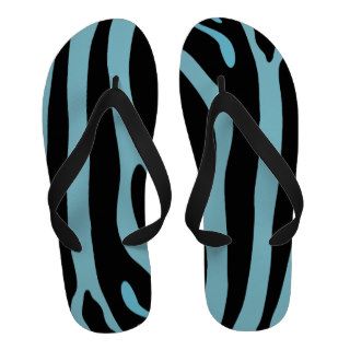 Blue Zebra Stripes Flip Flops