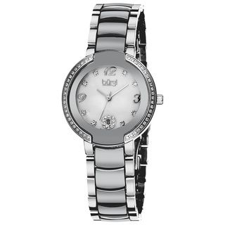 Burgi Women's Mother of Pearl Diamond Ceramic Bracelet Watch Burgi Women's Burgi Watches
