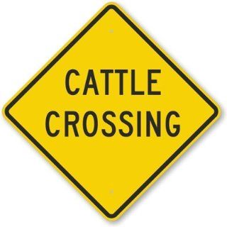 Cattle Crossing, Diamond Grade Reflective Sign, 80 mil Aluminum, 30" x 30"  