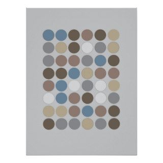 Gray Brown & Slate Blue Circles Pattern Modern Posters
