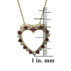 Gems For You 10k Gold Created Ruby and White Sapphire Heart Necklace Gems For You Gemstone Necklaces