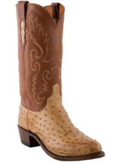 Lucchese 1883 Western Exotic Pin Ostrich N1061 Tan Shoes