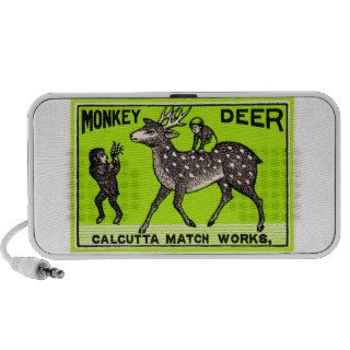 India Monkey Riding Deer Matchox Label Speaker System