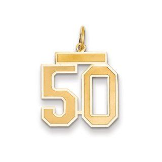 The Jersey Medium Jersey Style Number 50 Pendant in 14K Yellow Gold Jewelry