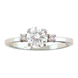 10k Gold April Birthstone White Topaz and Diamond Ring Gemstone Rings