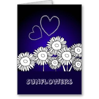 Sunflowers and diamond hearts art design greeting card