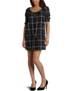 Kensie Girl Juniors Loose Weave Plaid Dress, Black Multi, X Small