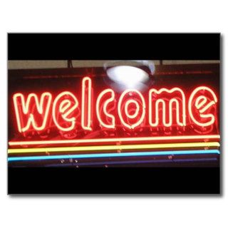 Welcome Neon Sign Post Card