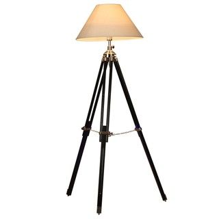 Oxford Tripod Wood Floor Lamp with White Shade Floor Lamps