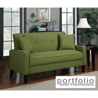 Portfolio Ellie Apple Green Linen Sofa PORTFOLIO Sofas & Loveseats