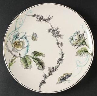 Rachel Bilson Edie Rose Salad Plate, Fine China Dinnerware   Floral,Insects,Bird