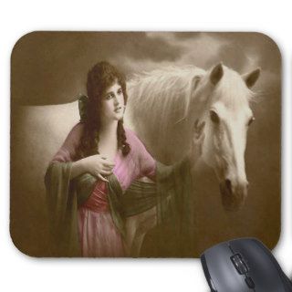Western Vintage Horse Victorian Lady Mousepad