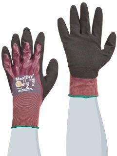 ATG 56 425/M MaxiDry Ultra Lightweight Nitrile Gloves with 3/4 Dipped Coating, Purple/Black, Medium, 1 Dozen   Work Gloves  