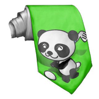 Cute Cartoon Baby Panda Bear Golfing Neckwear
