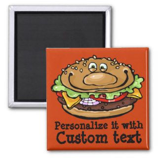 Happy Hamburger Funny BBQ Barbecue Grill Customize Refrigerator Magnets