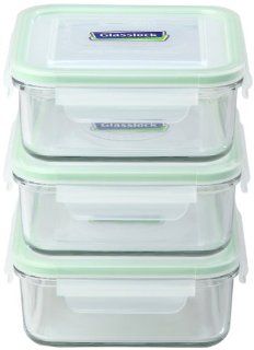 Kinetic Go Green Glasslock Series Square 30 Ounce Food Storage Container Set with BPA Free Lids 01331, 6 Piece Kitchen Storage And Organization Product Sets Kitchen & Dining
