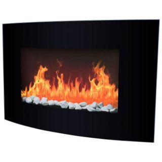 Warm House Arched Glass 34 in. Electric Fireplace in Black 80 AG750