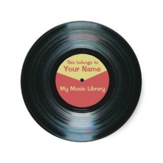 Black Vinyl Music Library Record Label Stickers