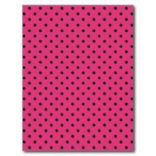 Black Polka Dots On Cabaret Red Fuchsia Background Post Cards