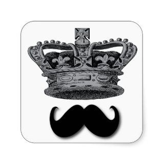 King Crown and Mustache Square Stickers