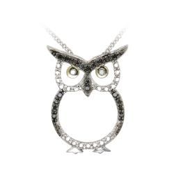 DB Designs Sterling Silver Black Diamond Accent Owl Necklace DB Designs Diamond Necklaces