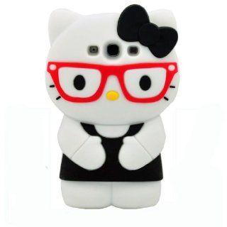 BYG Black wearing glasses 3d Hello Kitty for Samsung Galaxy S3 I9300 Soft Case Cover + Gift 1pcs Phone Radiation Protection Sticker Cell Phones & Accessories