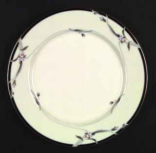 Gorham Manhattan Dinner Plate, Fine China Dinnerware   Black Band,Gray,Black,Gol