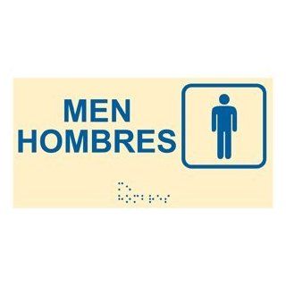 ADA Men Bilingual Braille Sign RSMB 430 SYM BLUonIvory Mens / Boys  Business And Store Signs 