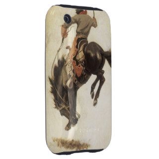 Vintage Cowboy on a Bucking Bronco Horse, Western iPhone 3 Tough Case