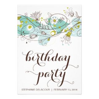 Whimsical Hearts and Flowers Birthday Invitation