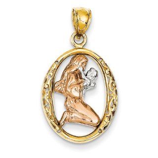 14k Two Tone Mother With Baby Pendant Jewelry