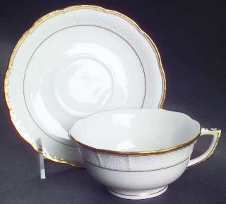 Herend Golden Edge Older (Hd) Footed Cup & Saucer Set, Fine China Dinnerware   O
