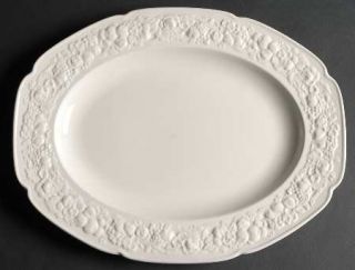 Crown Ducal Florentine White 14 Oval Serving Platter, Fine China Dinnerware   O