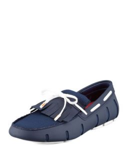 Mesh and Rubber Kiltie Loafer, Navy/White   Swims