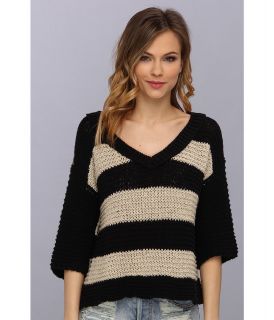 Free People Parkslope Stripe Womens Sweater (Black)