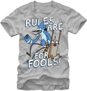 Regular Show Mordecai and Rigby Rules Are For Fools Cartoon Adult T Shirt Tee Clothing